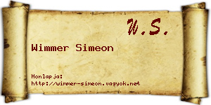 Wimmer Simeon névjegykártya